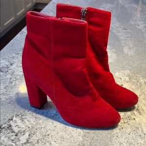 Red Suede Ankle Boots Size 5